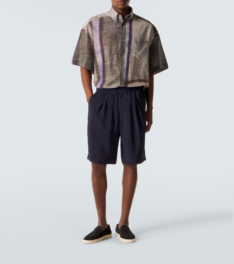 Printed cotton and silk bowling shirt