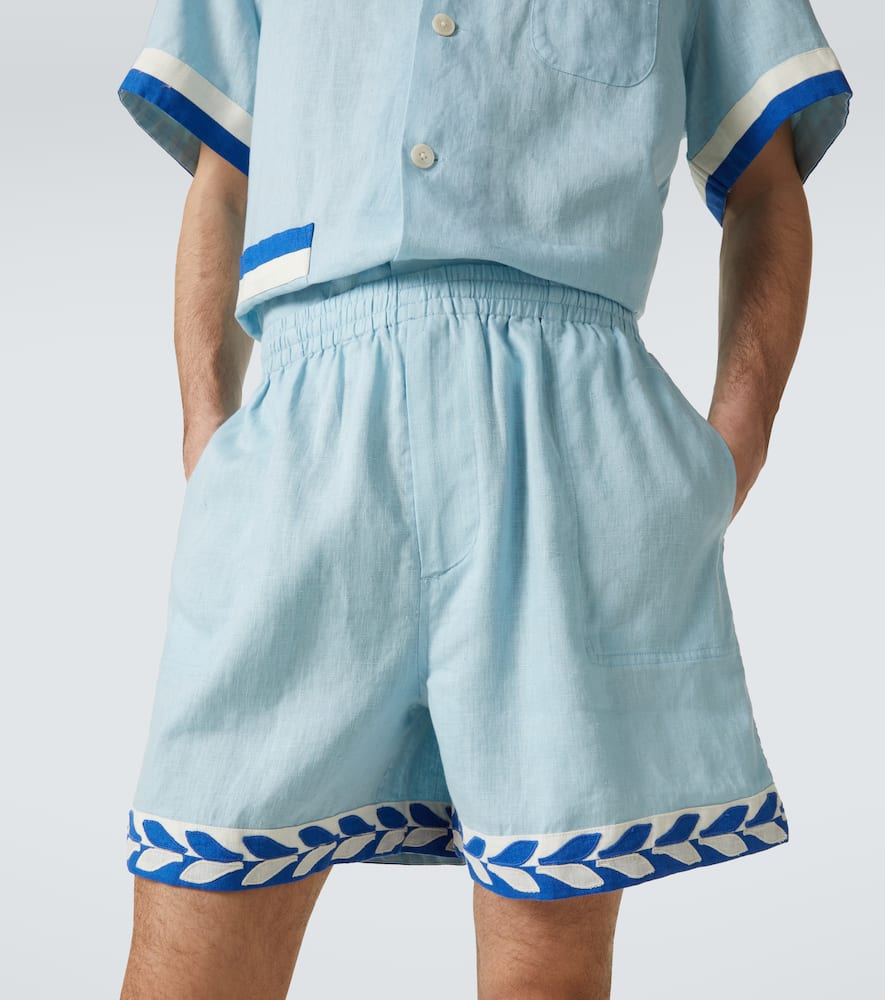 Bode Seedling Stripe linen Bermuda shorts
