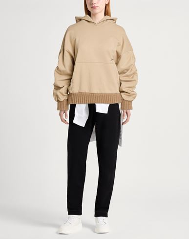 Woman Sweatshirt Sand Size XS Cotton, Elastane