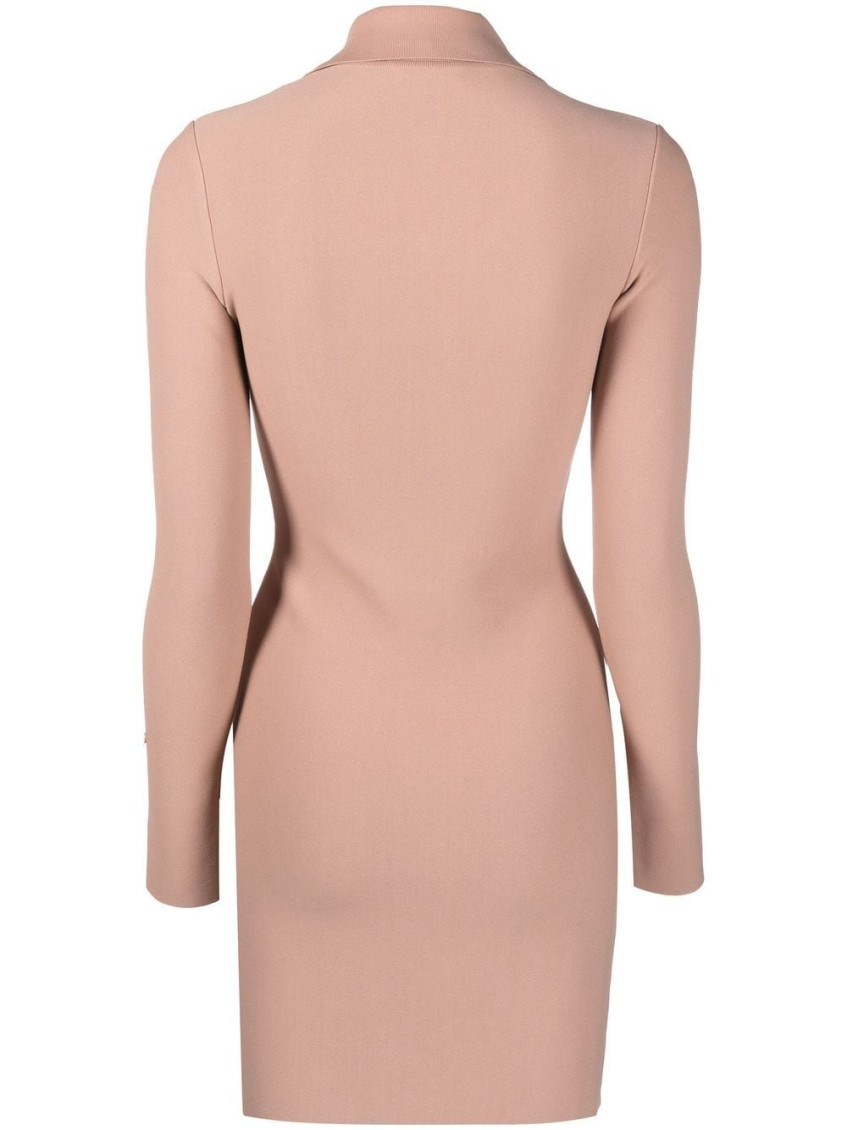 Peach Half zip Fastening Mini Dress