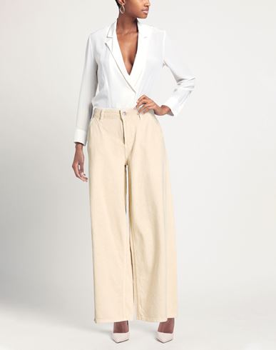 Woman Pants Beige Size L Cotton