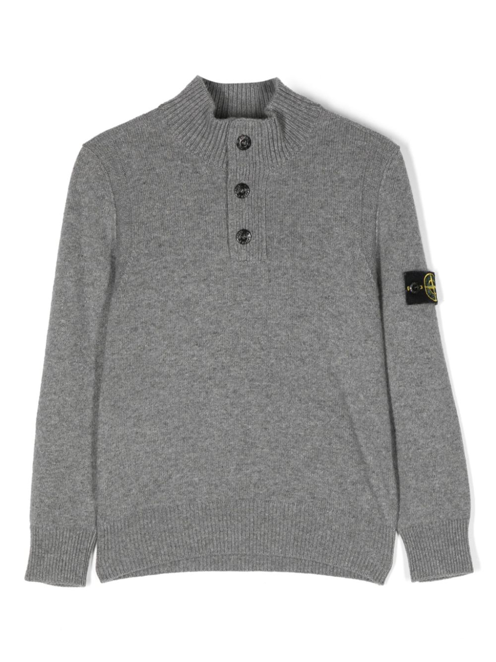 Compass logo-patch knitted jumper - Grey