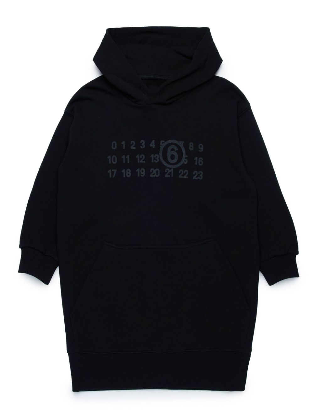 Numbers-motif cotton dress - Black