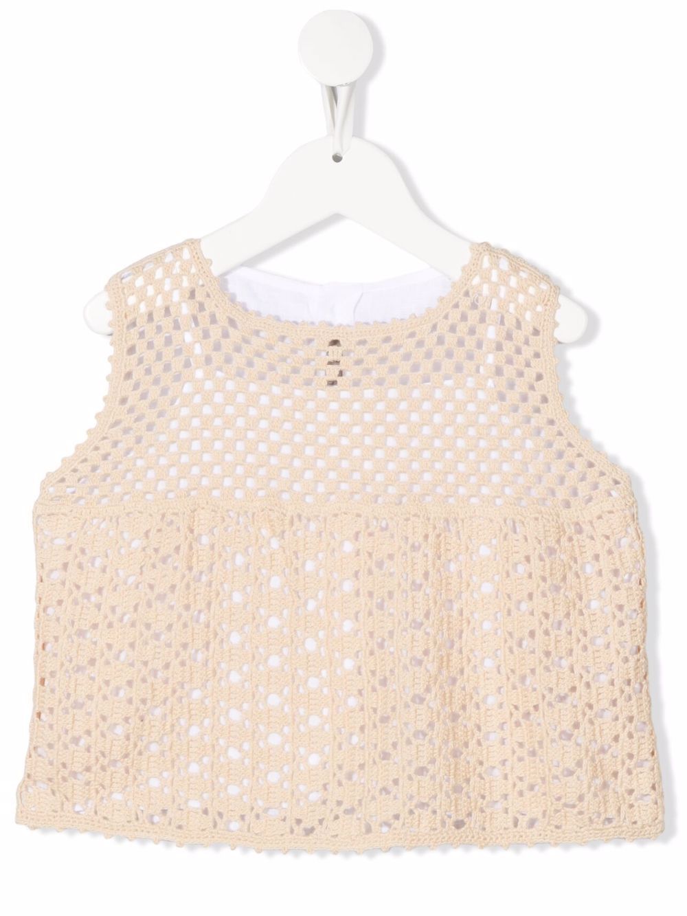 Macramé-detail sleeveless blouse - White