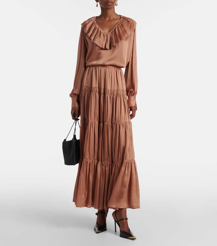 Liese pleated silk satin blouse