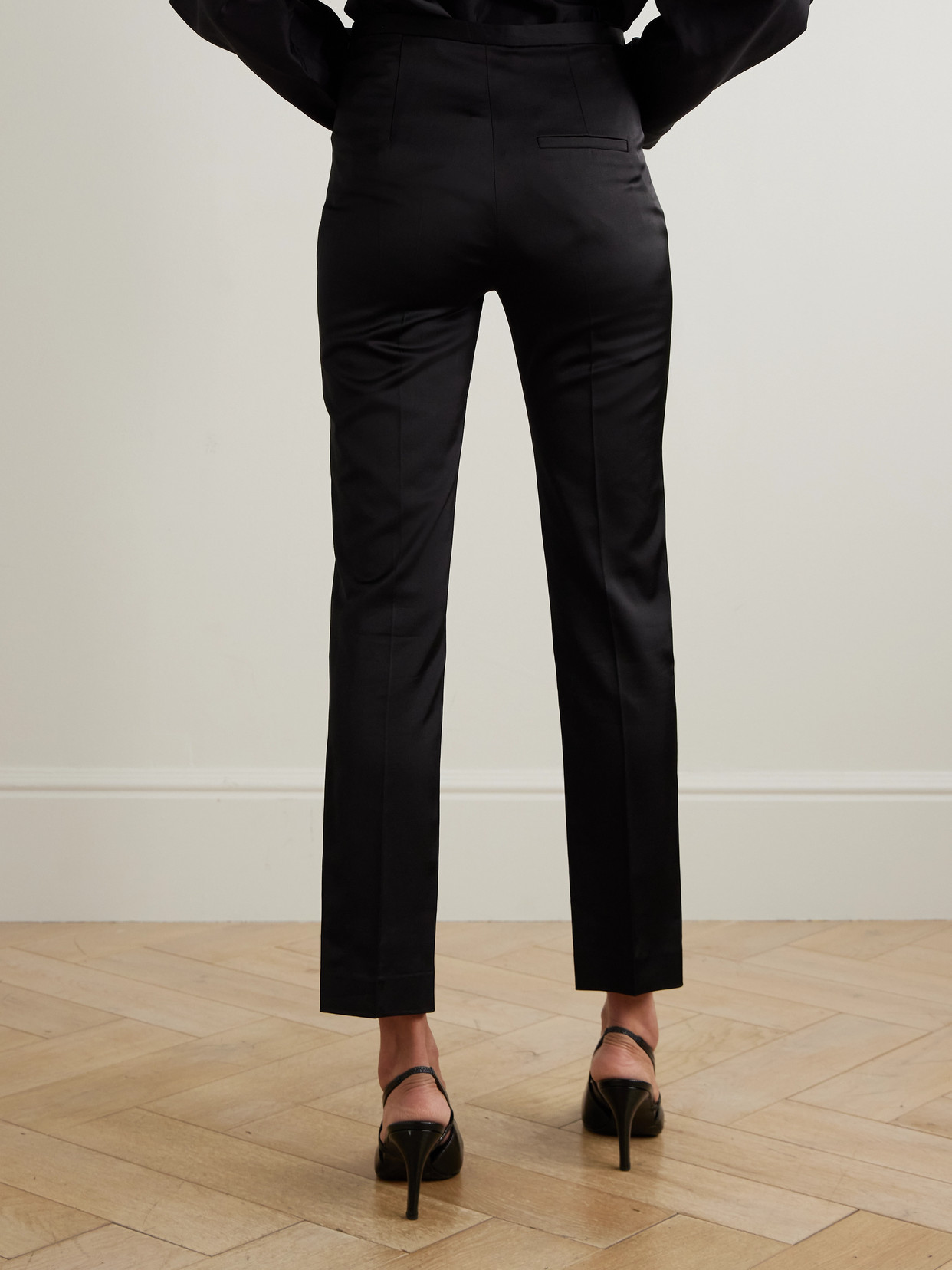 Lilian Duchesse-satin Skinny Pants - Black