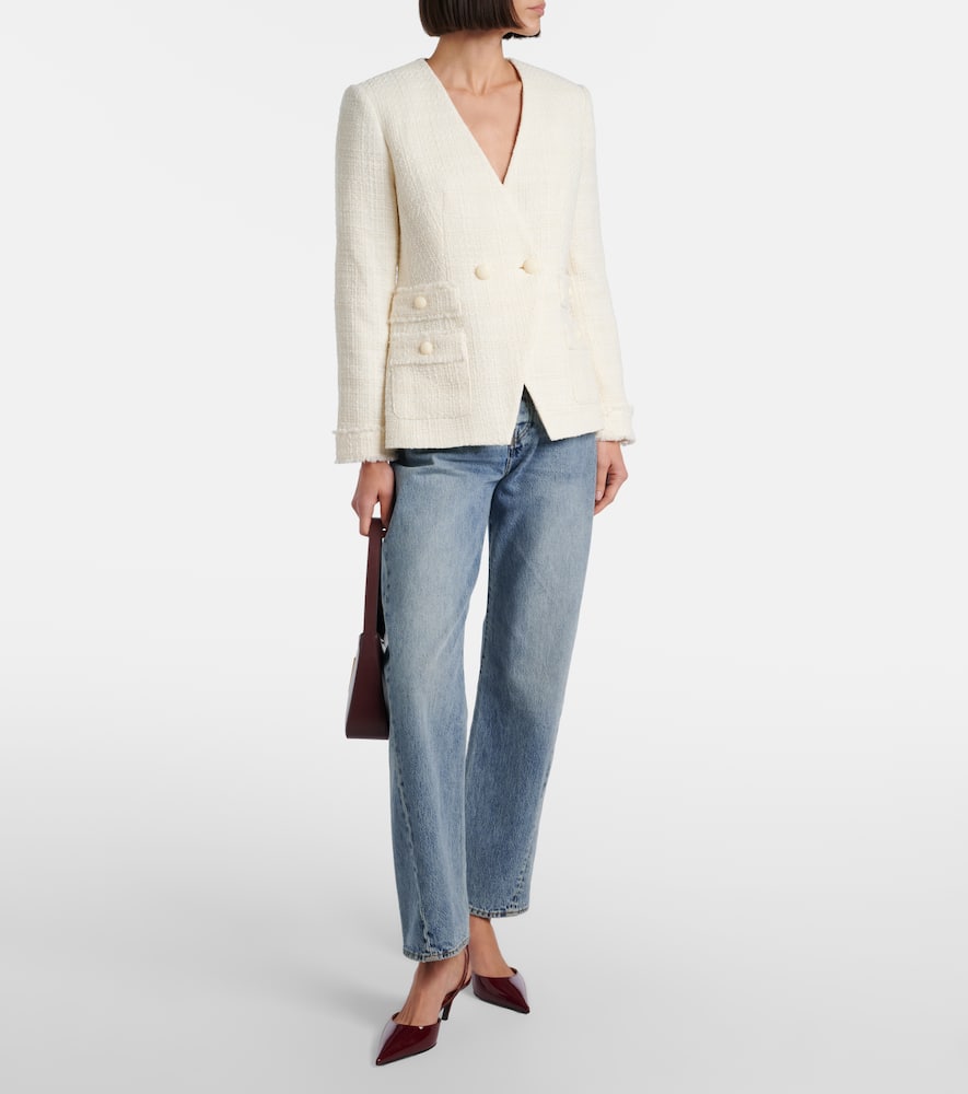 Double-breasted tweed blazer