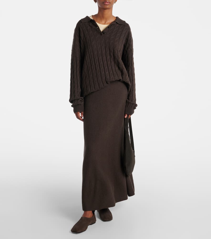 Cable-knit cashmere polo sweater