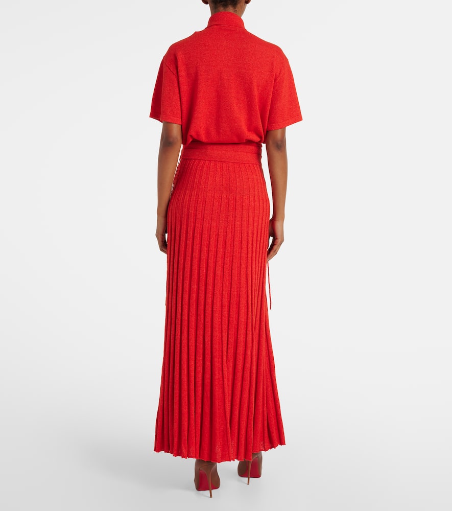 Linen and silk-blend maxi skirt