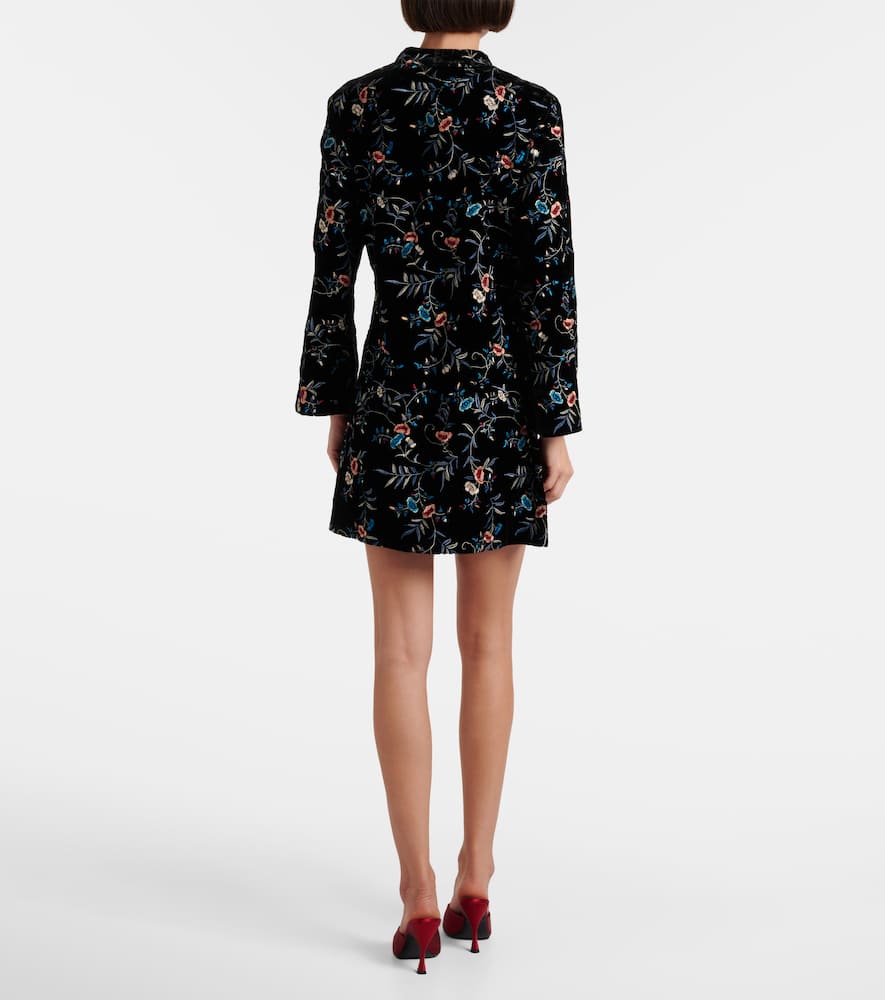 Delphina embroidered velvet minidress