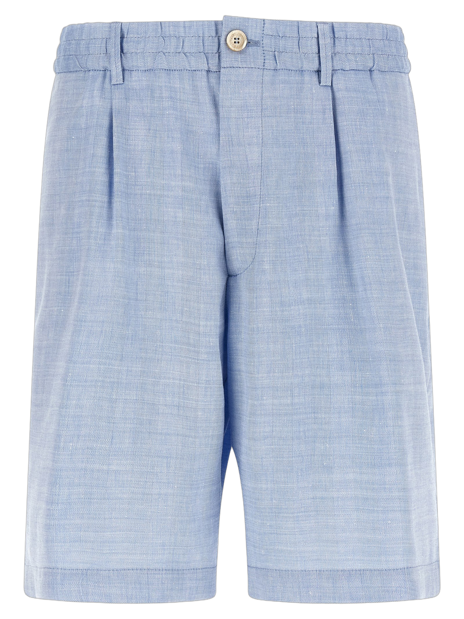 Linen and Virgin Wool Bermuda Shorts — Blue