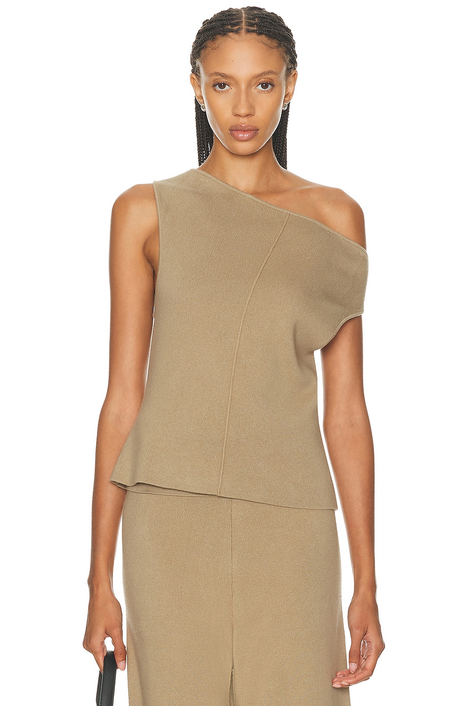 Aya Muse Off Shoulder Seam Top in Acorn - Brown. S also in
