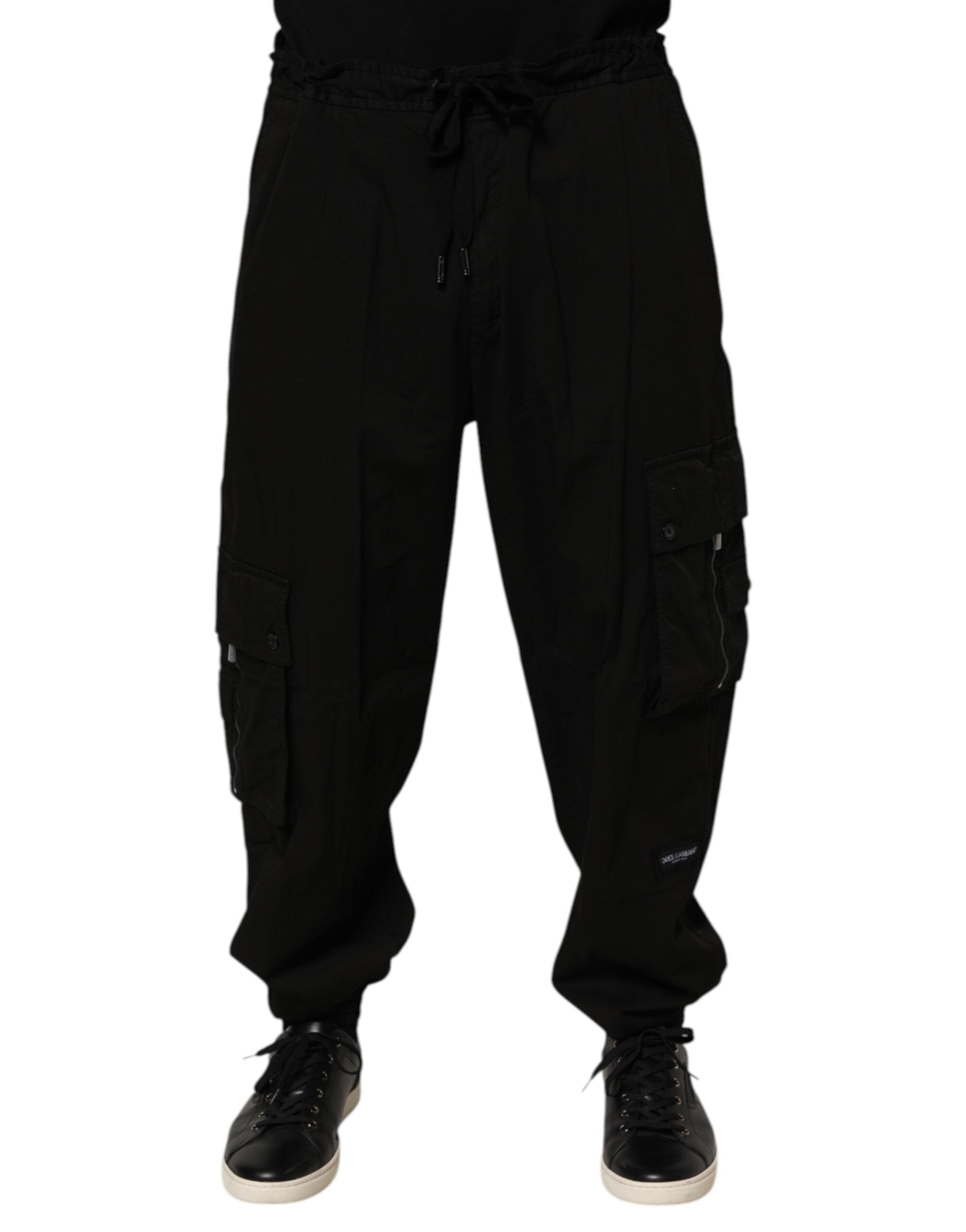 Cargo Cotton-Elastane Joggers — Black