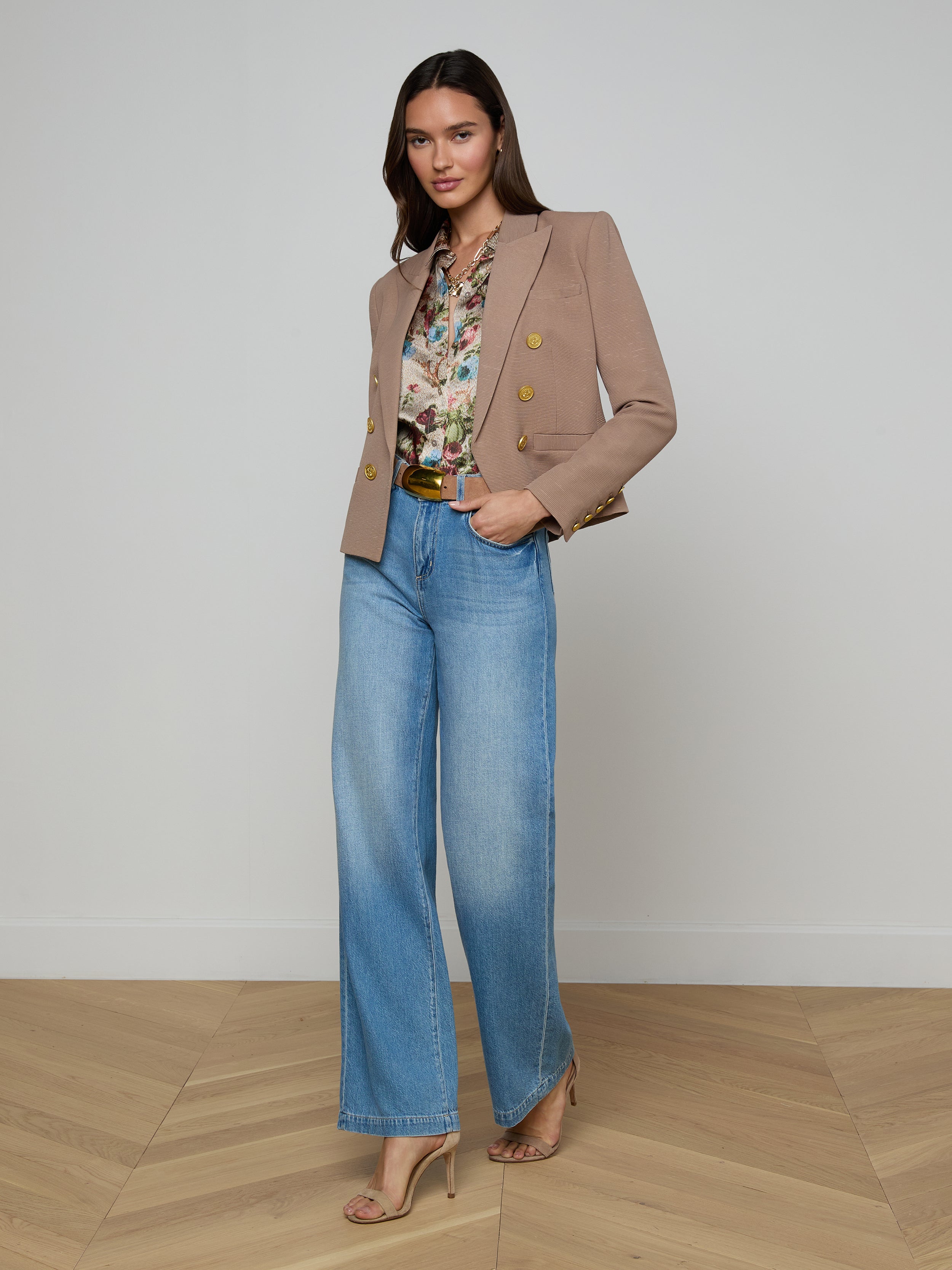 Brooke Blazer In Portabella/multi Floral Tapestry