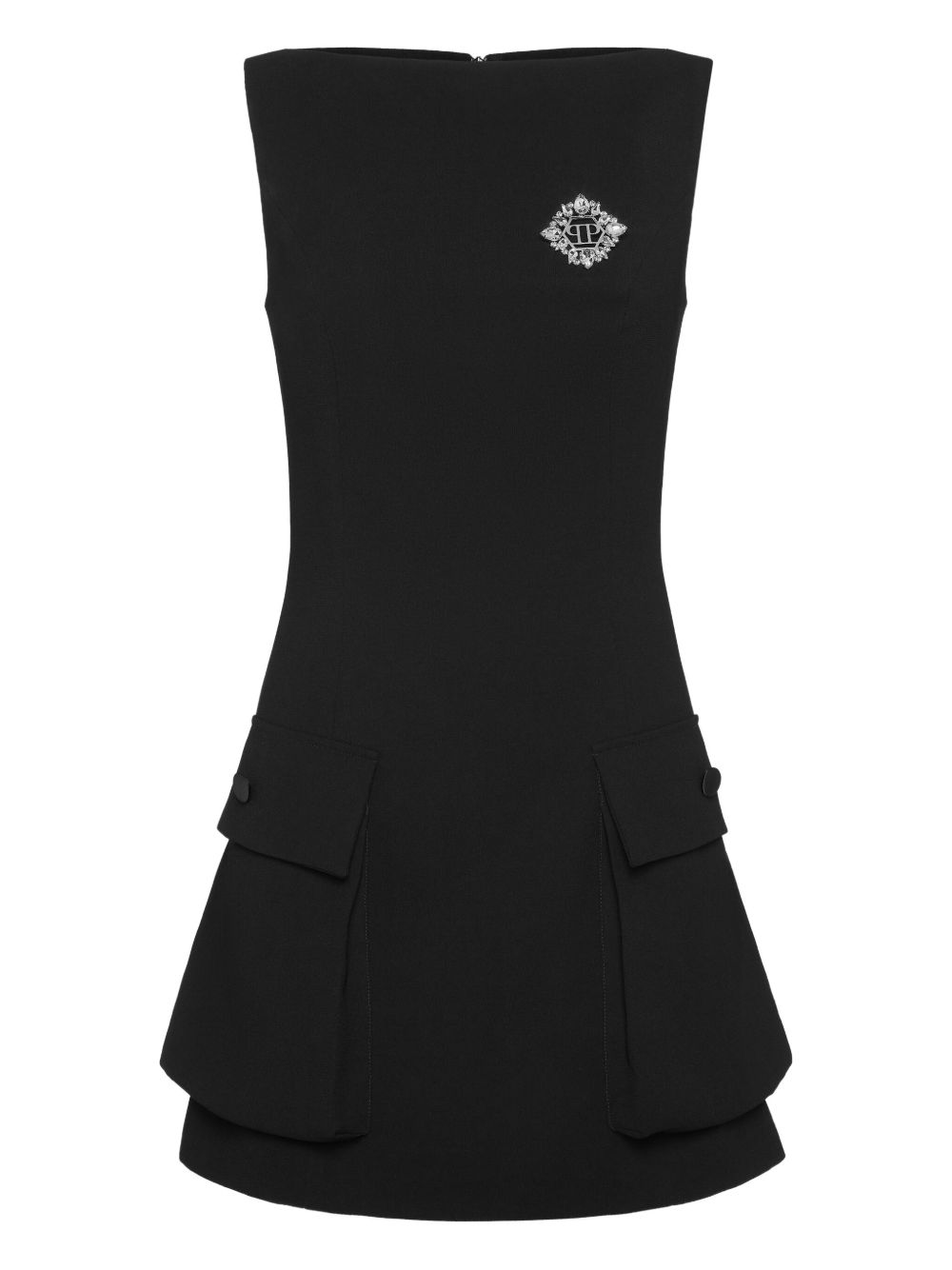 Logo-embellished mini dress - Black