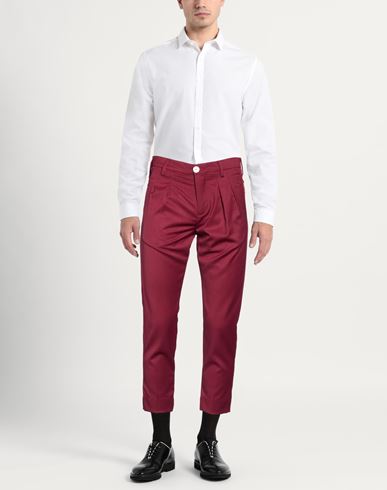 Man Pants Burgundy Size 28 Polyester, Wool, Elastane