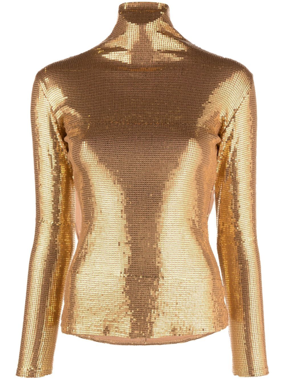 Sequinned high-neck top - Gold