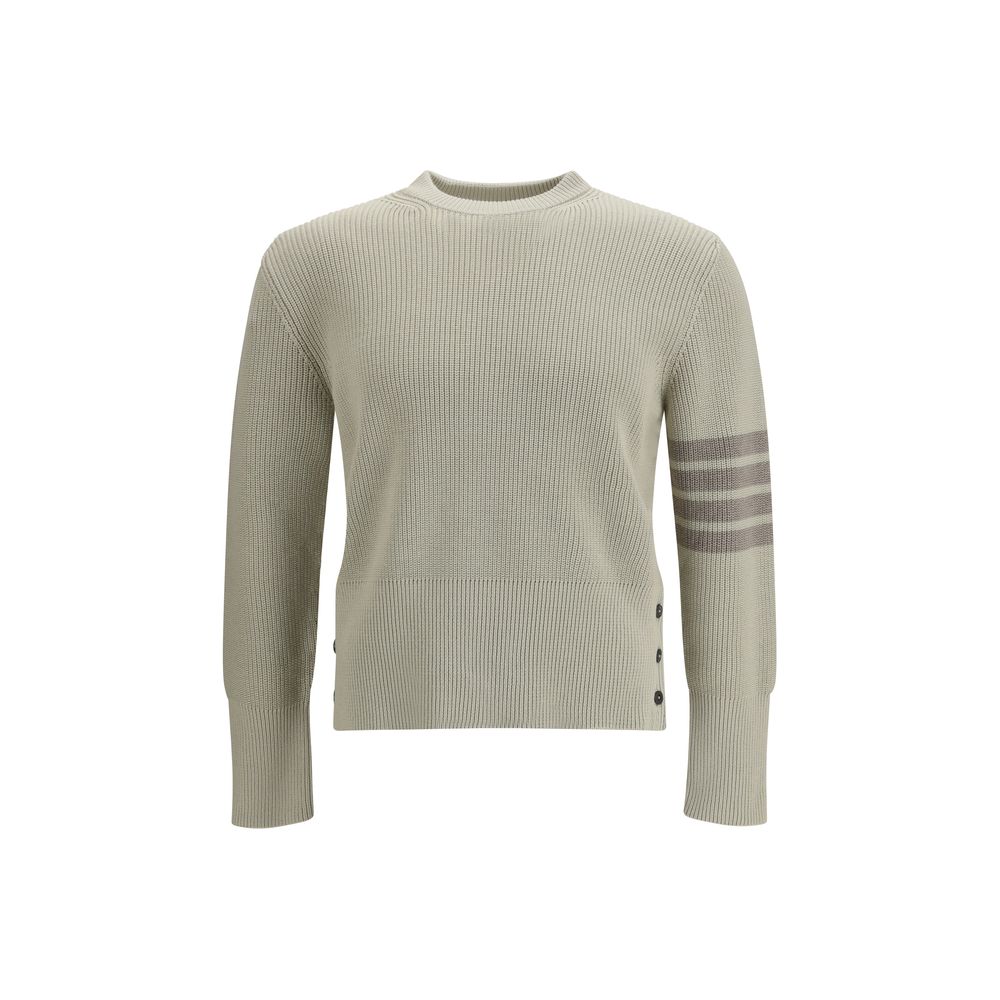 Cotton Ribbed Knit Sweater — Beige