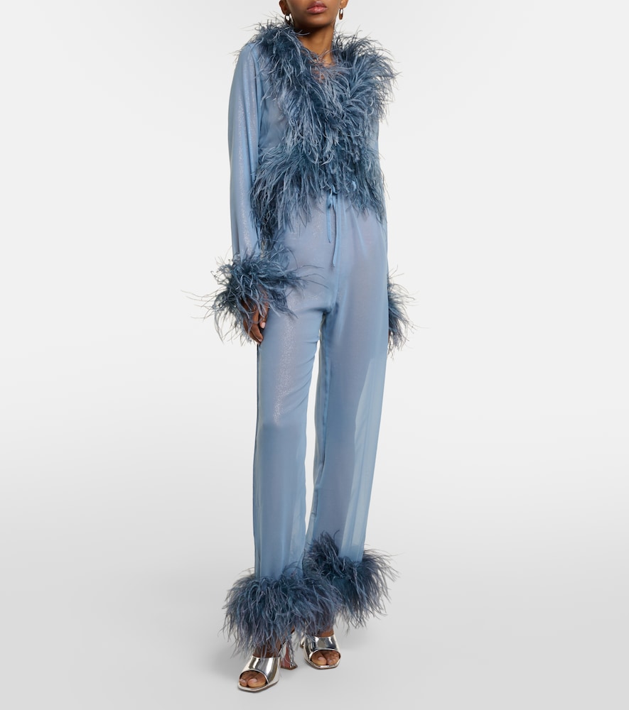 Oséree Feather-trimmed blouse