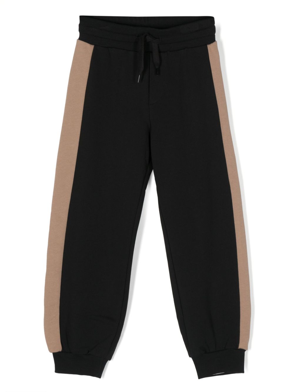 Side-stripe cotton track pants - Black