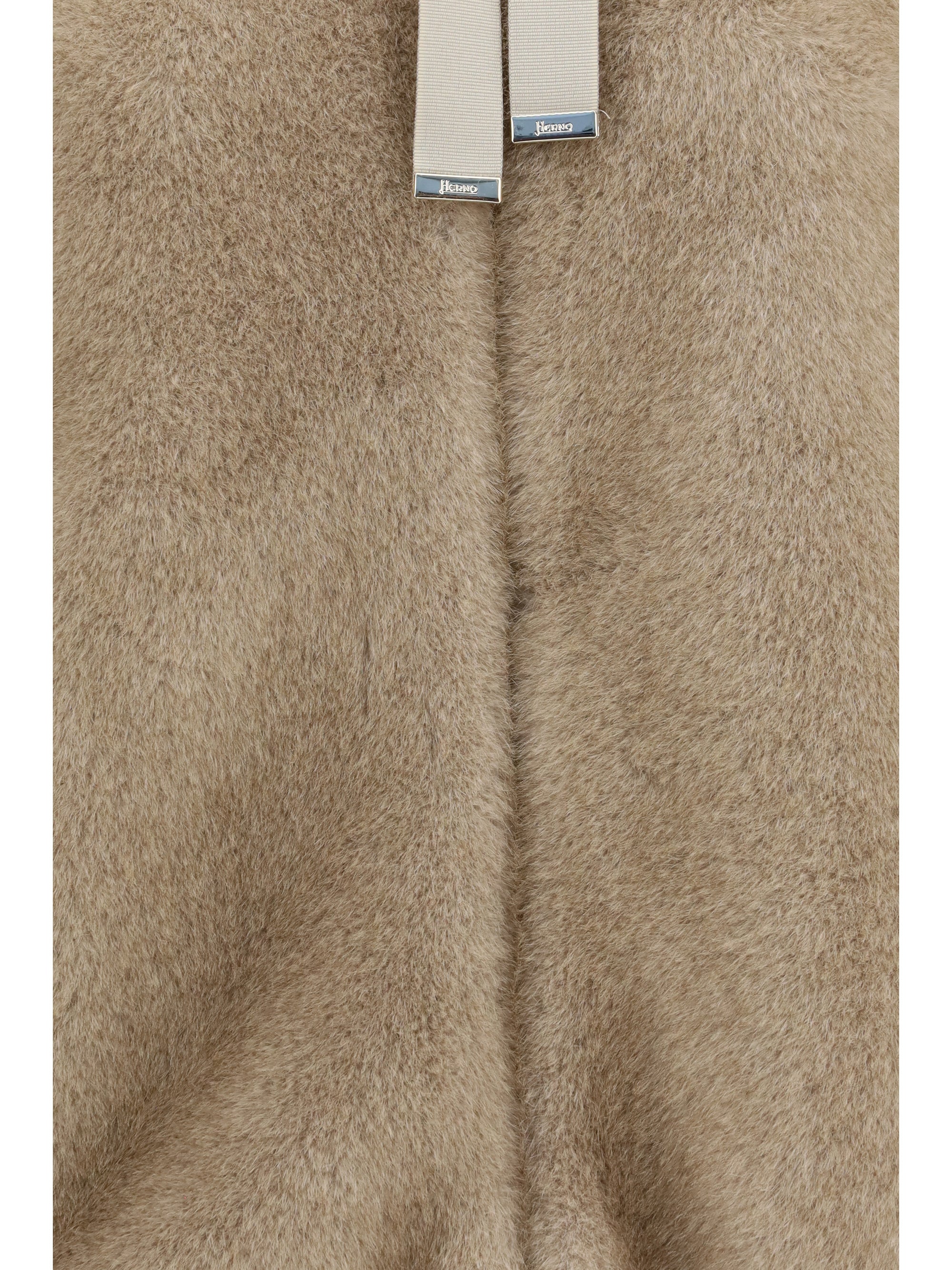 Hooded Eco-Fur Jacket — Beige