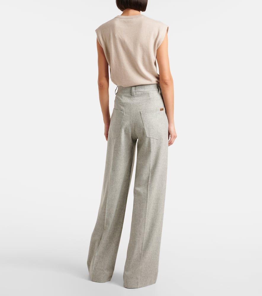 Brunello Cucinelli Wool and cashmere flannel wide-leg pants