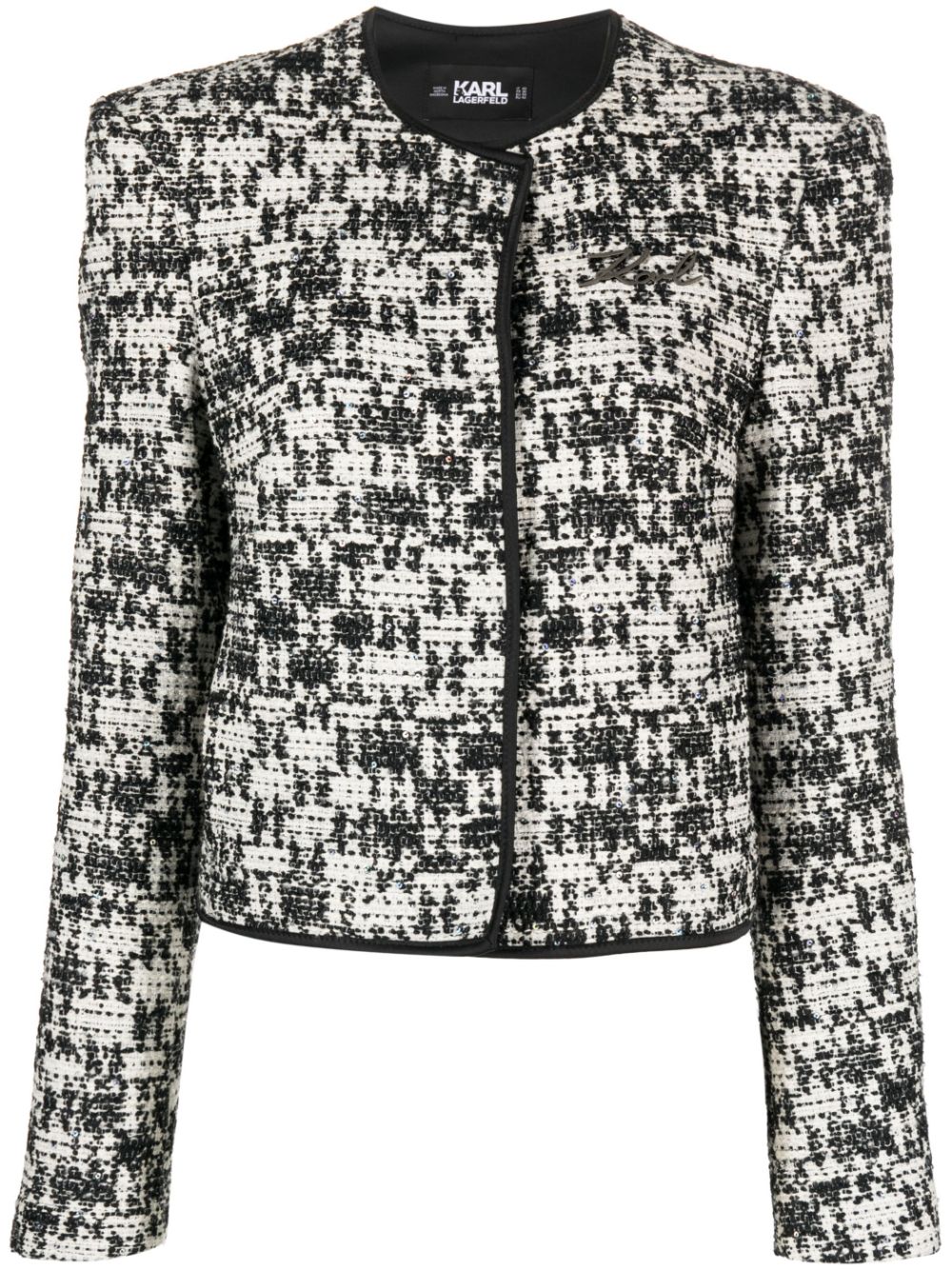 Embroidered-logo bouclé jacket - Black