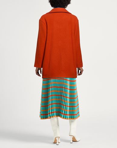 Icons Woman Coat Orange Size 10 Virgin Wool, Polyamide