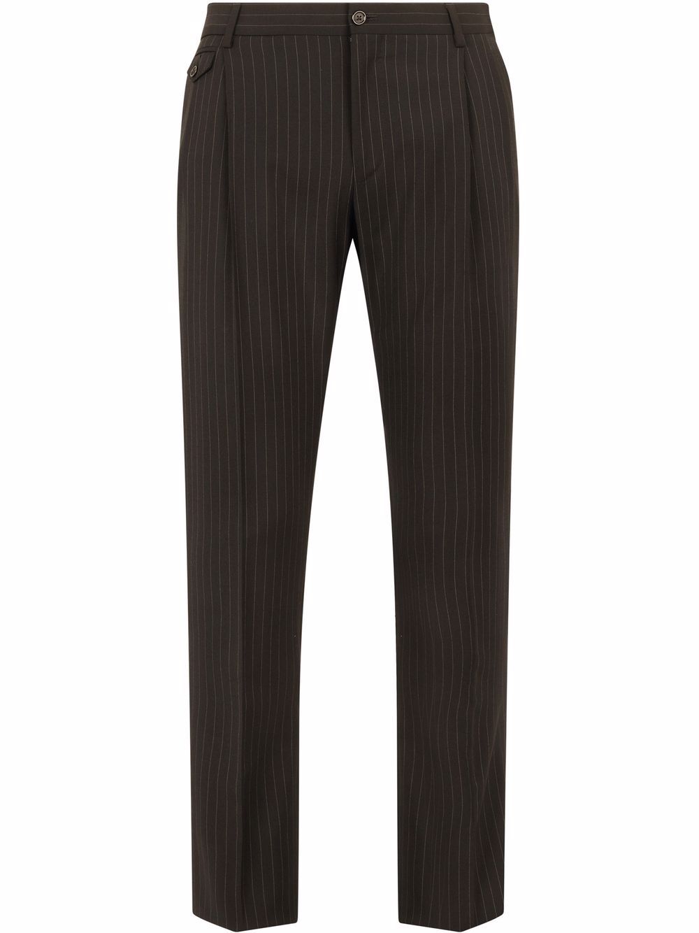 Pinstripe tailored wool-blend trousers - Black