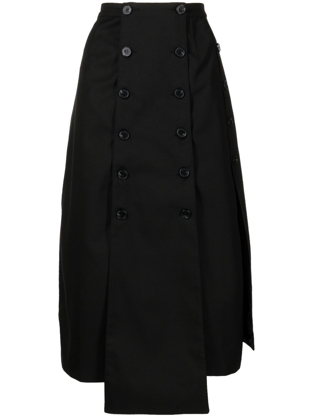 Button detail panelled skirt - Black