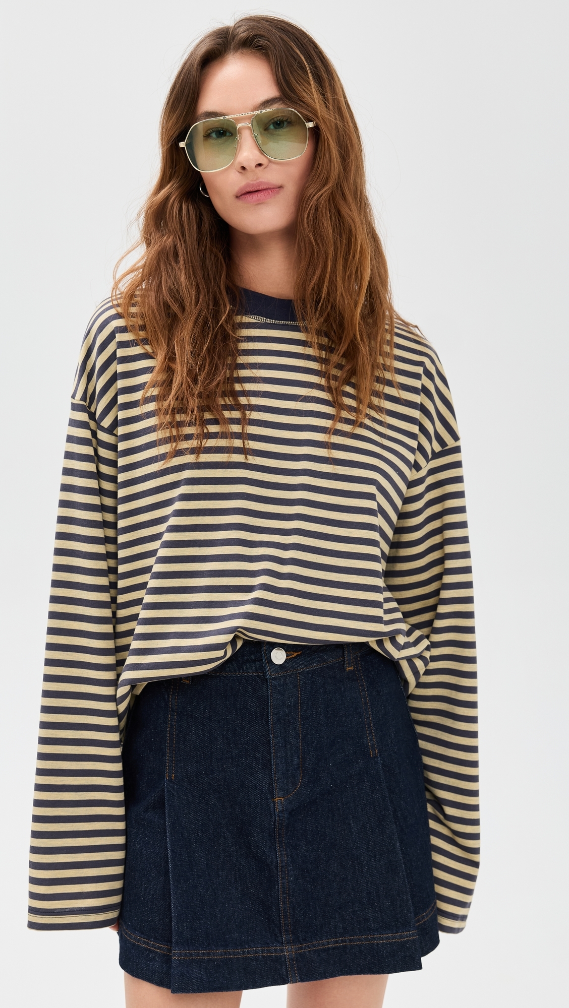 Bloom Long Sleeve Tee Beige Stripe