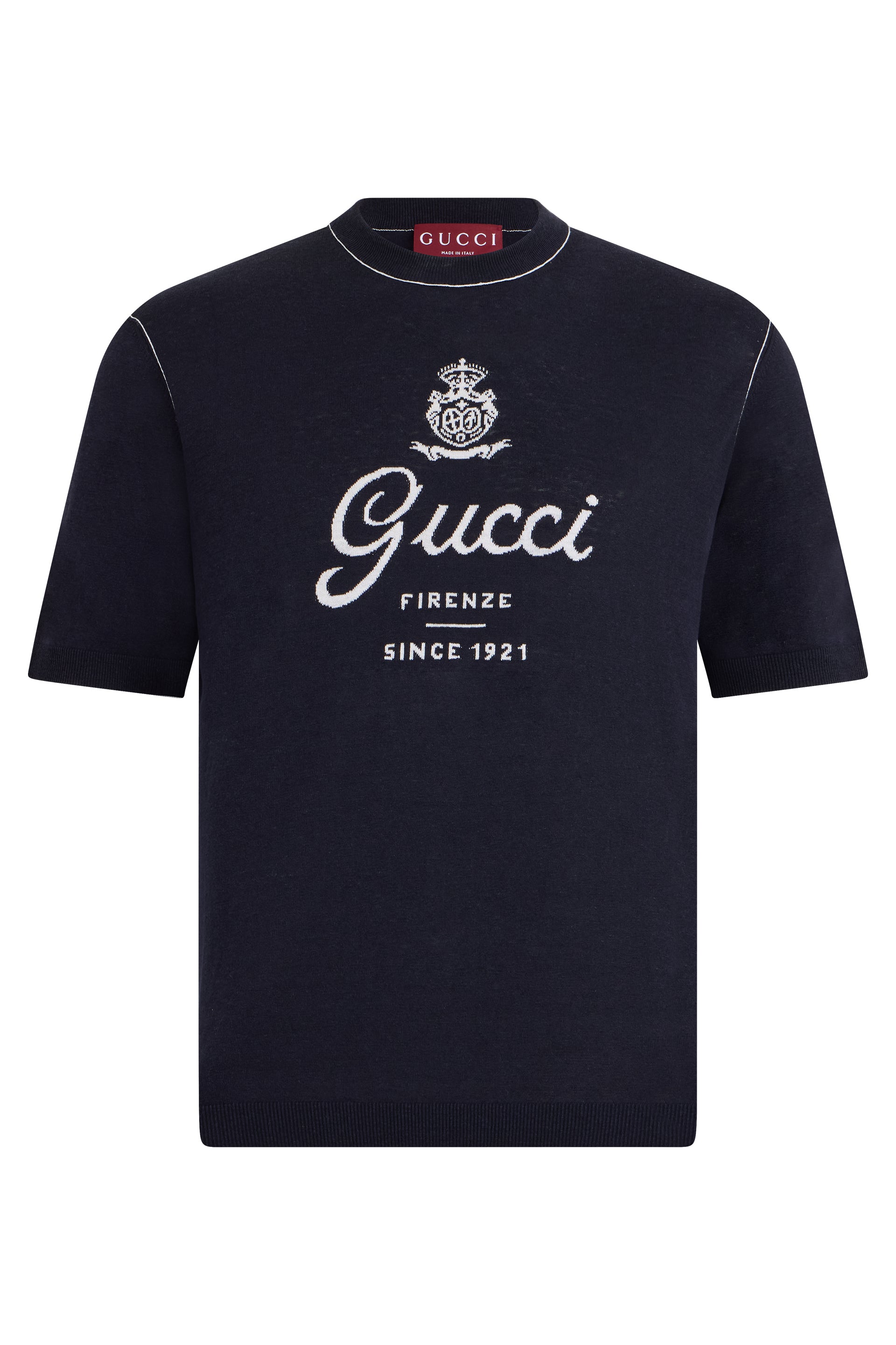 Men's Wool Short-Sleeve Sweater with Chest Logo