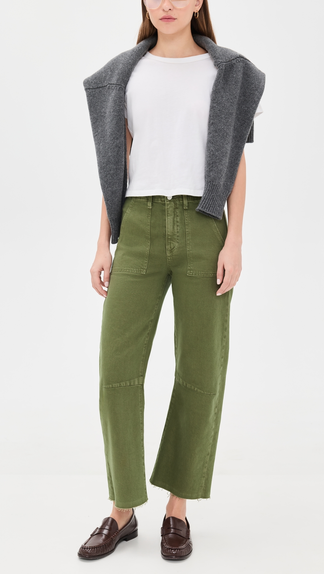 Utility Soft Barrel Jeans Olive Green
