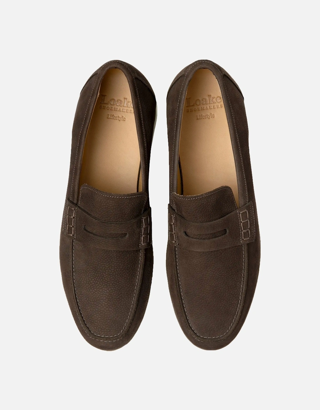 Men's Loake Como Casual Shoe Dark Brown Nubuck - Size: 10