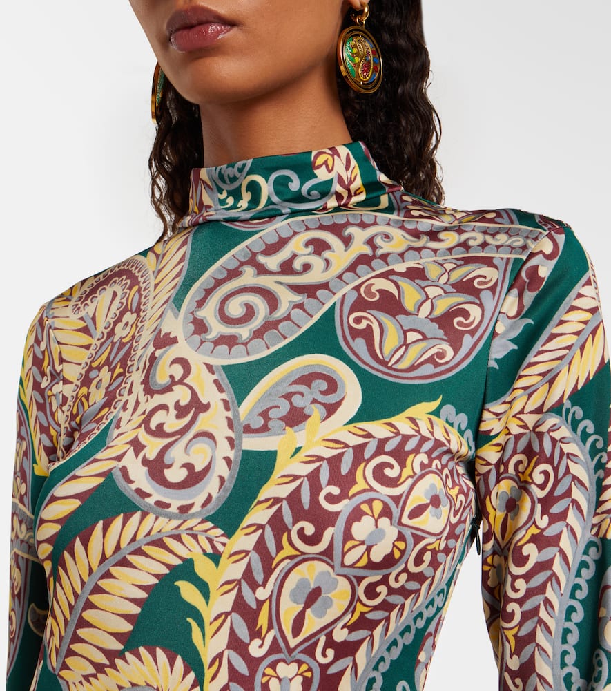 Paisley asymmetric midi dress