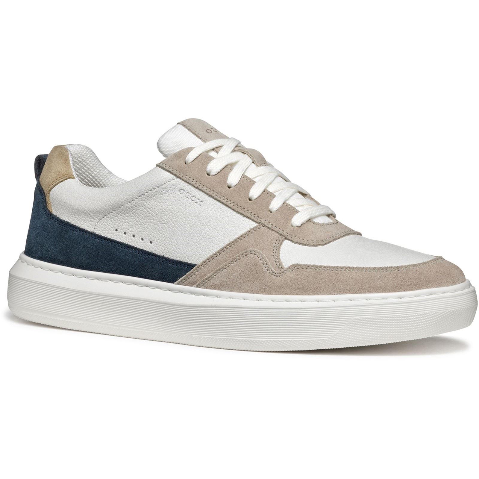 Geox U DEIVEN Leather/Suede Mens Sand/White Trainers - Beige