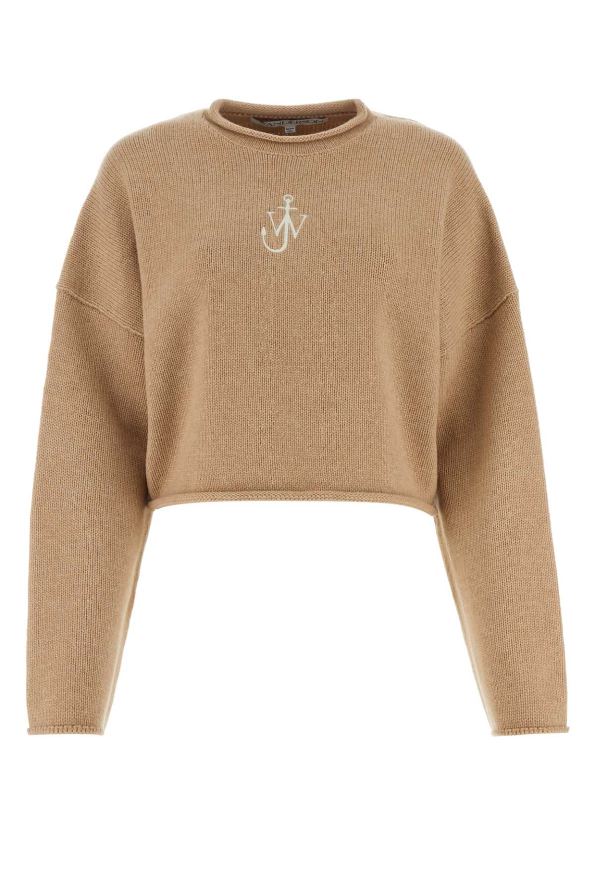 Logo-embroidered cropped jumper - Neutrals