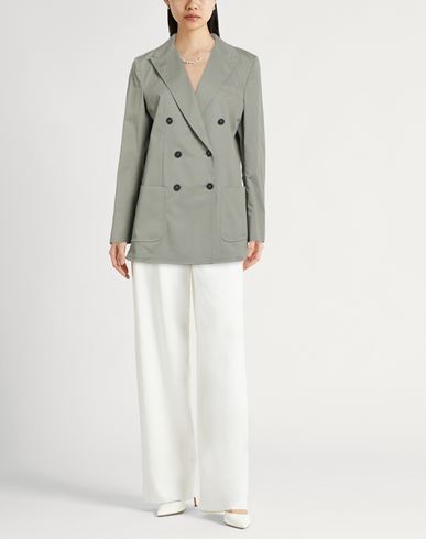 Woman Blazer Sage green Size L Cotton, Elastane