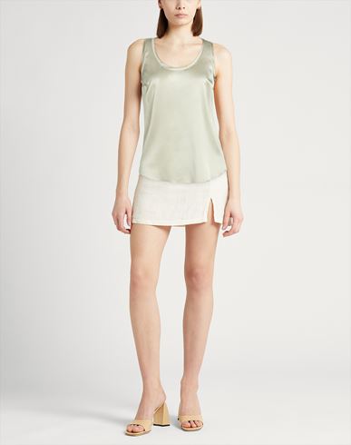 Woman Top Sage green Size L Silk, Elastane