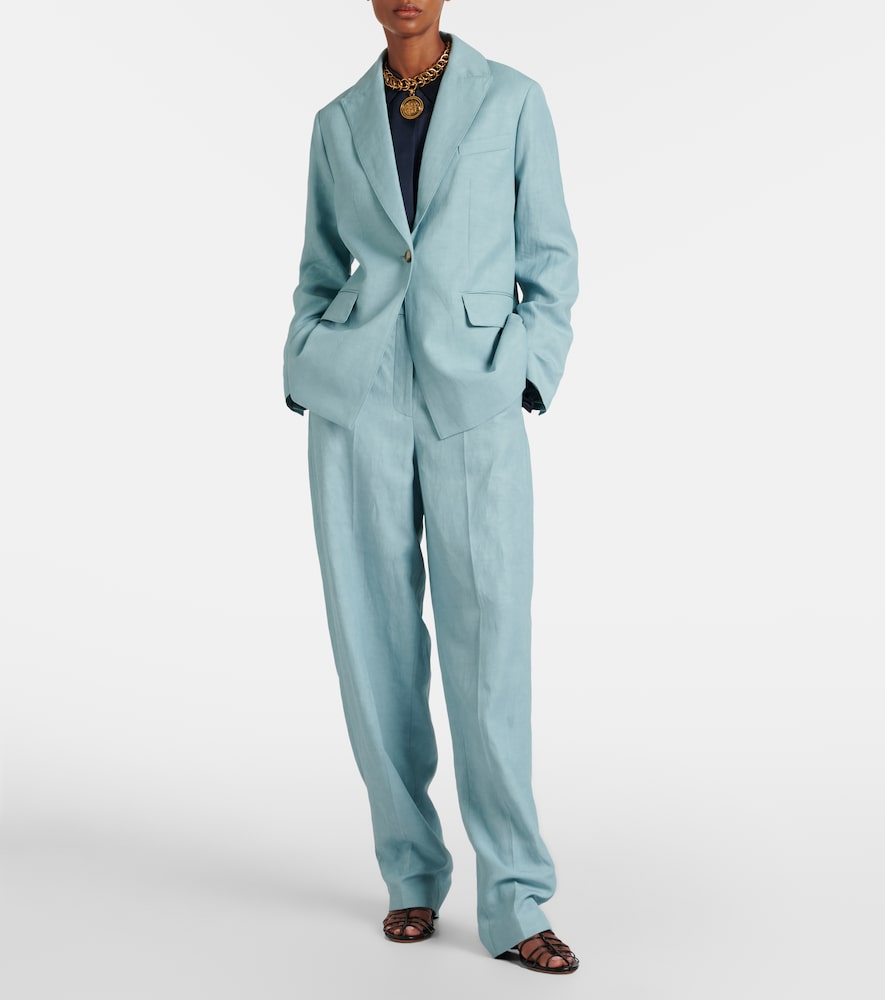 Aix chambray wide-leg pants