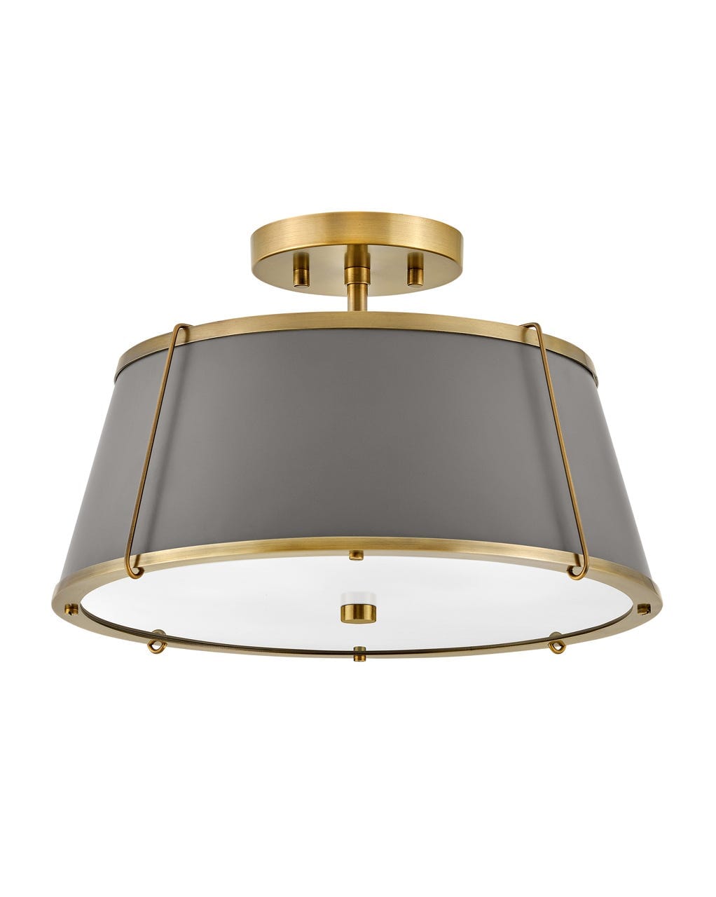 Lacquered Dark Brass LED Semi-Flush Mount from the Clarke Collection