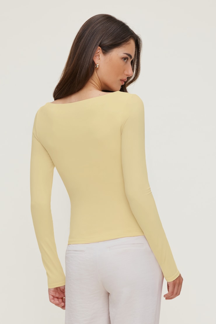 Nola Sculpt Long Sleeve Top - Yellow - Women Clothing