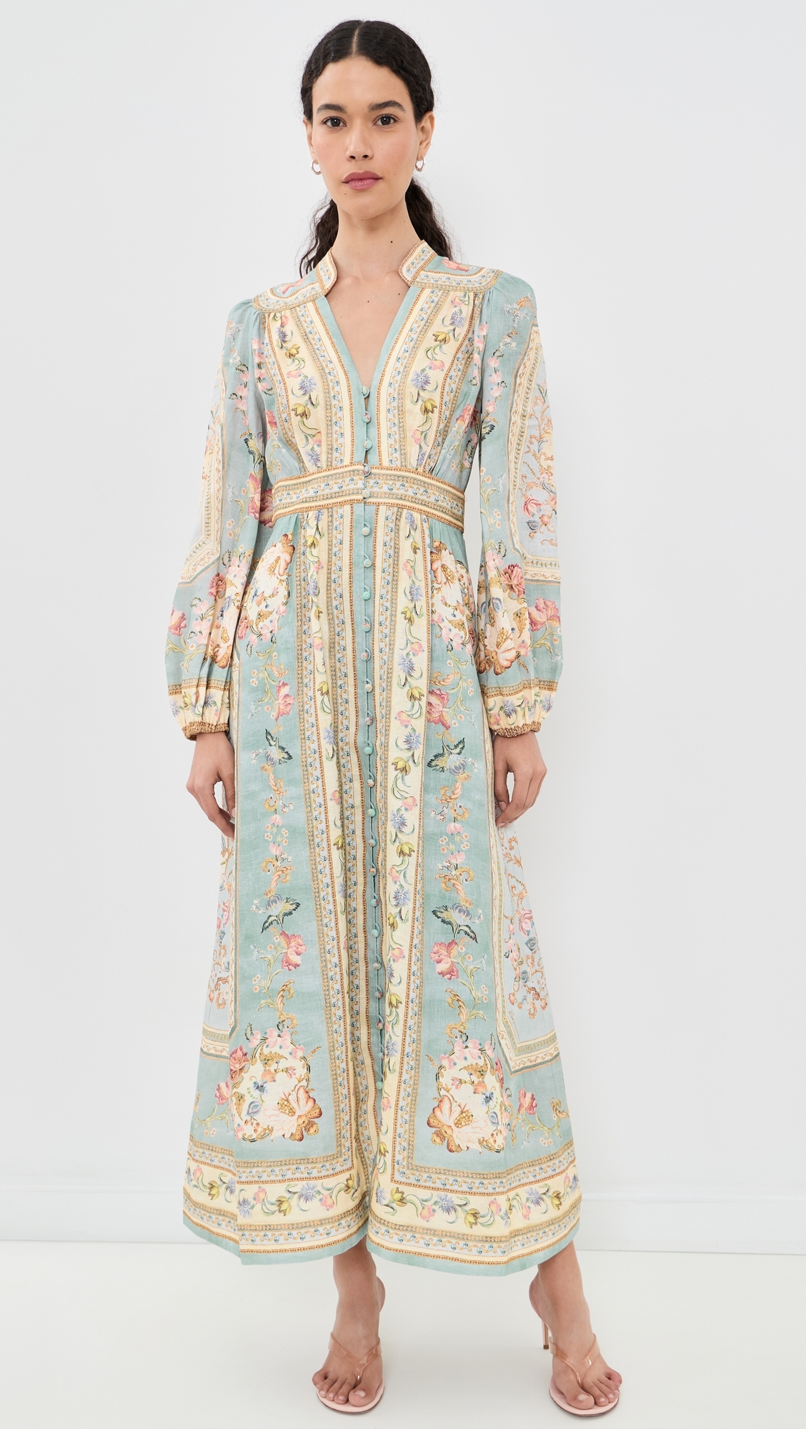 Roselight Plunge Dress Blue Tapestry Floral
