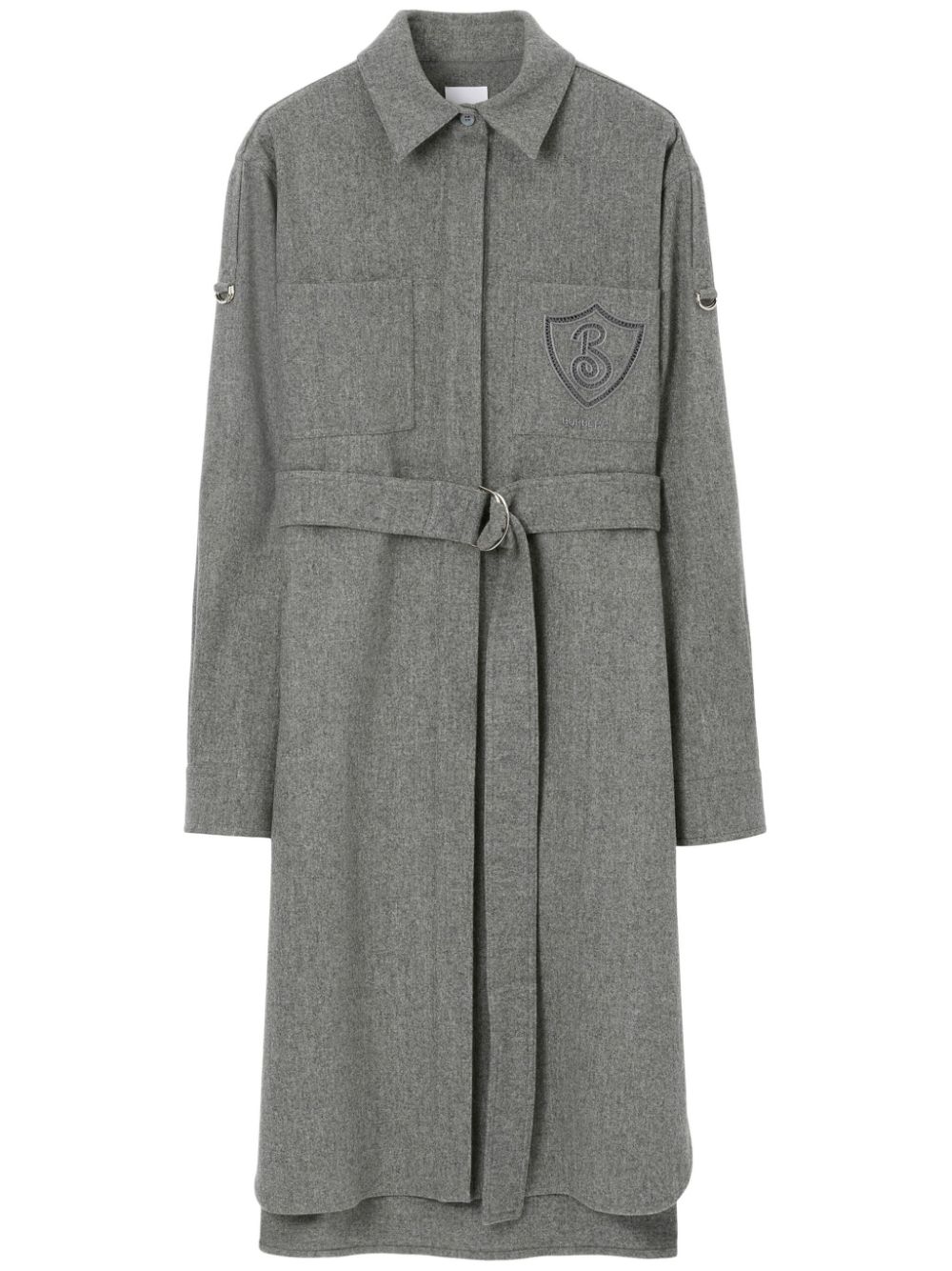 Logo-embroidered shirt dress - Grey