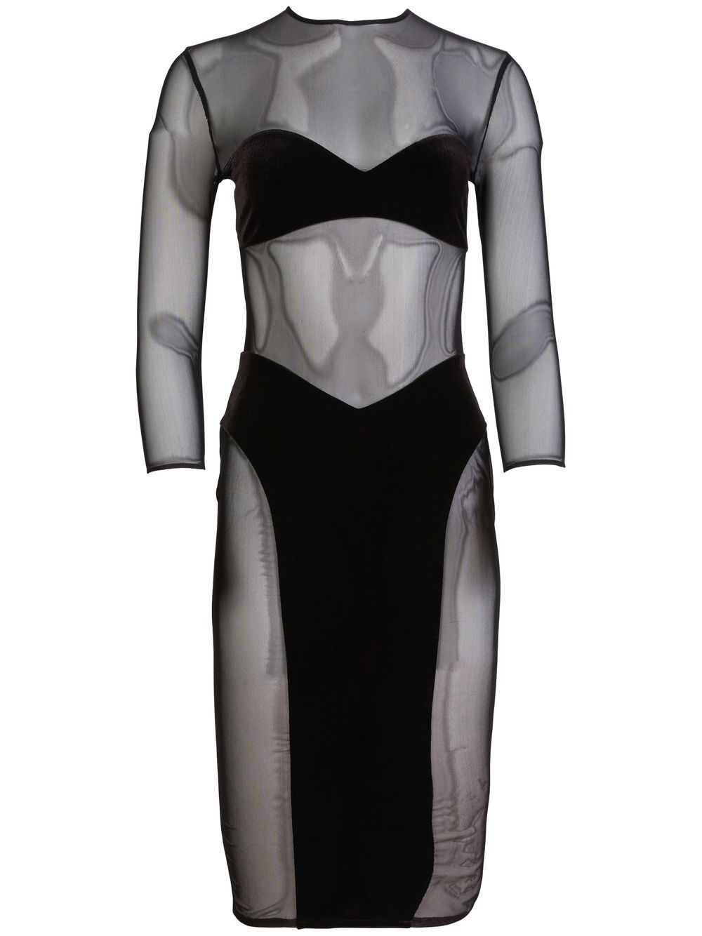 Mesh panel bodycon dress - Black