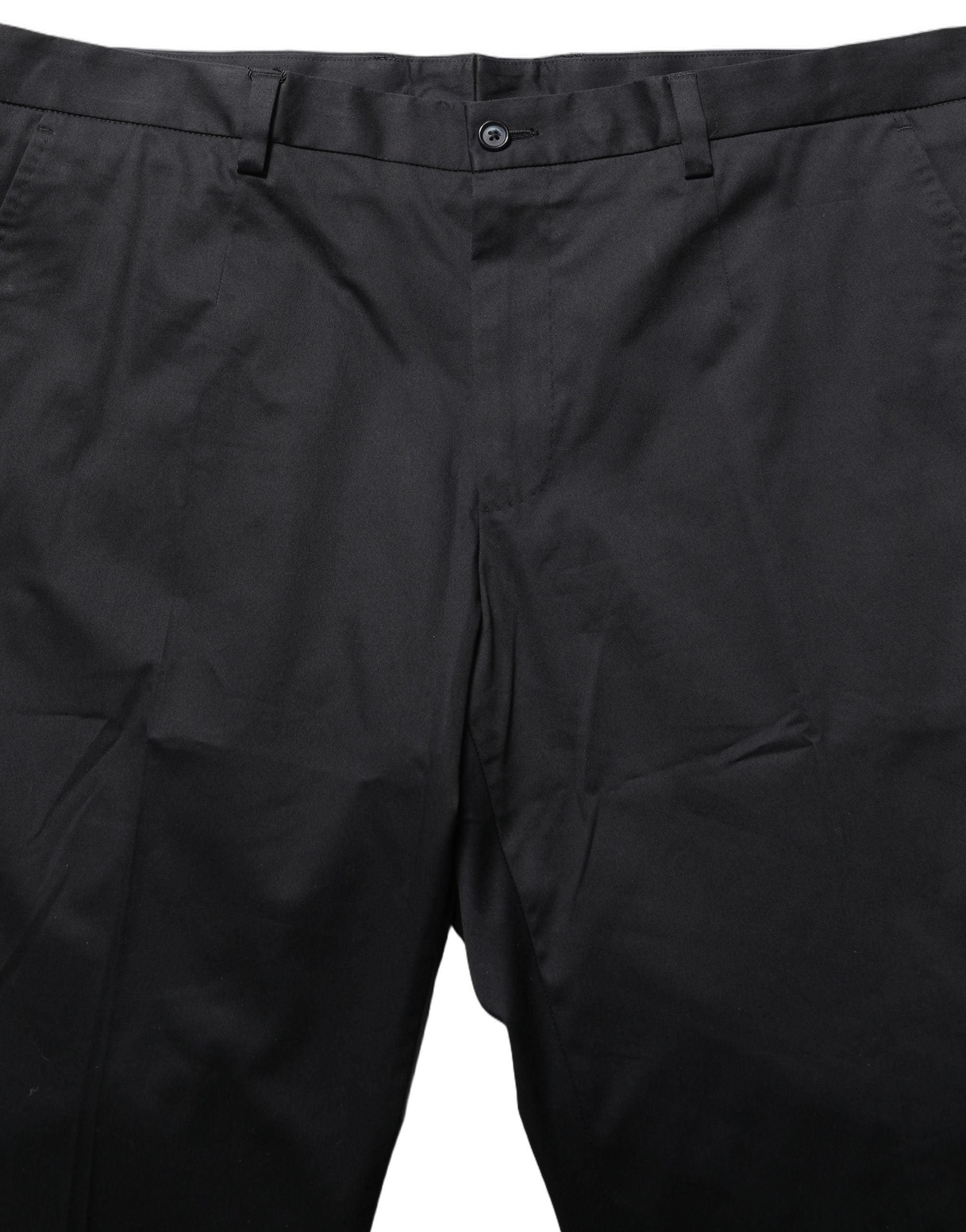 Cotton Tapered-Leg Dress Trousers — Black
