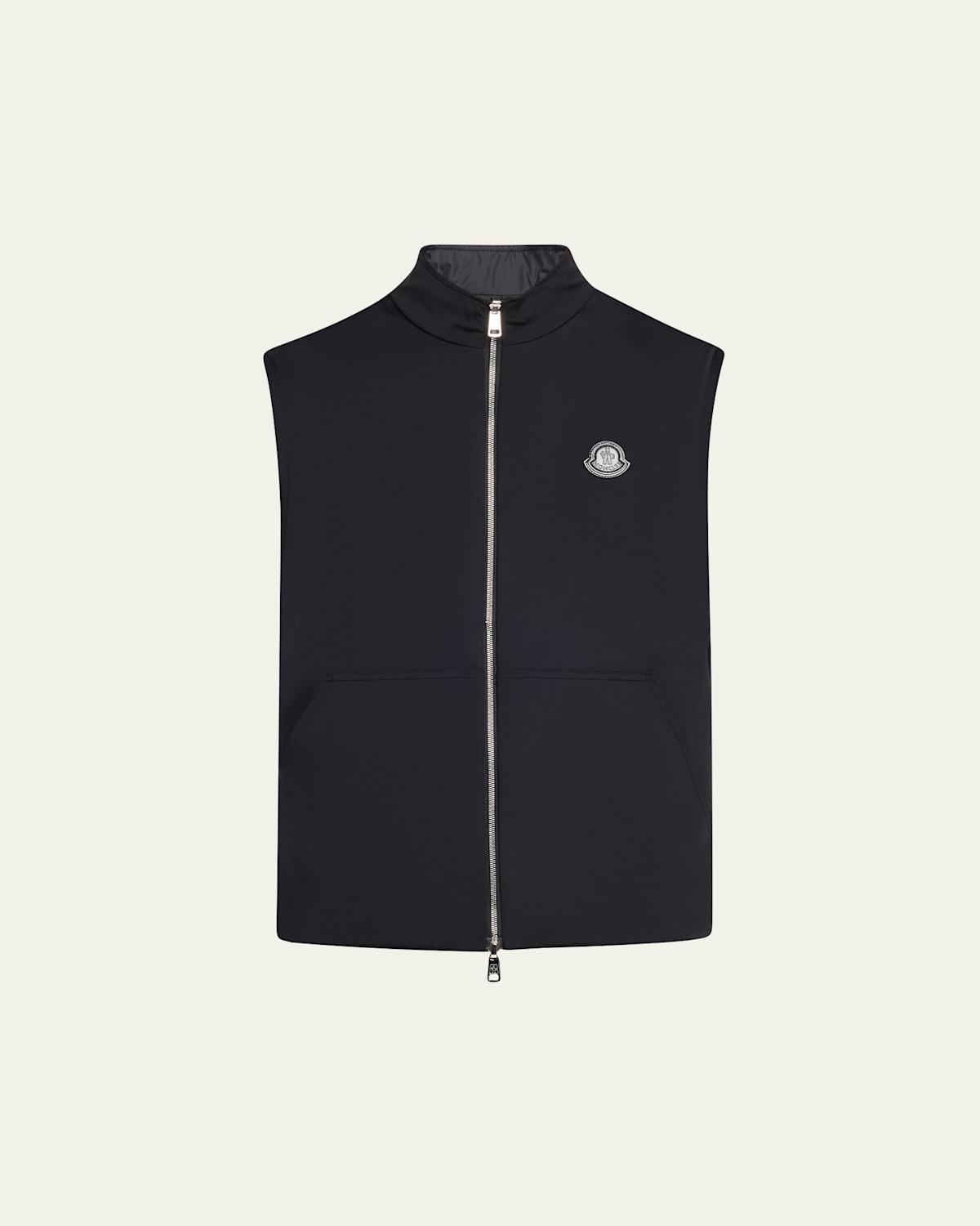 Men's Full-Zip Leather-Emblem Vest