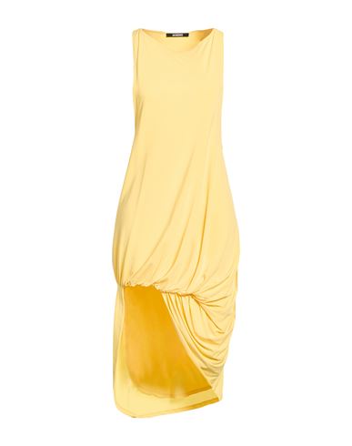 Woman Midi dress Yellow Size L Viscose, Polyester, Elastane