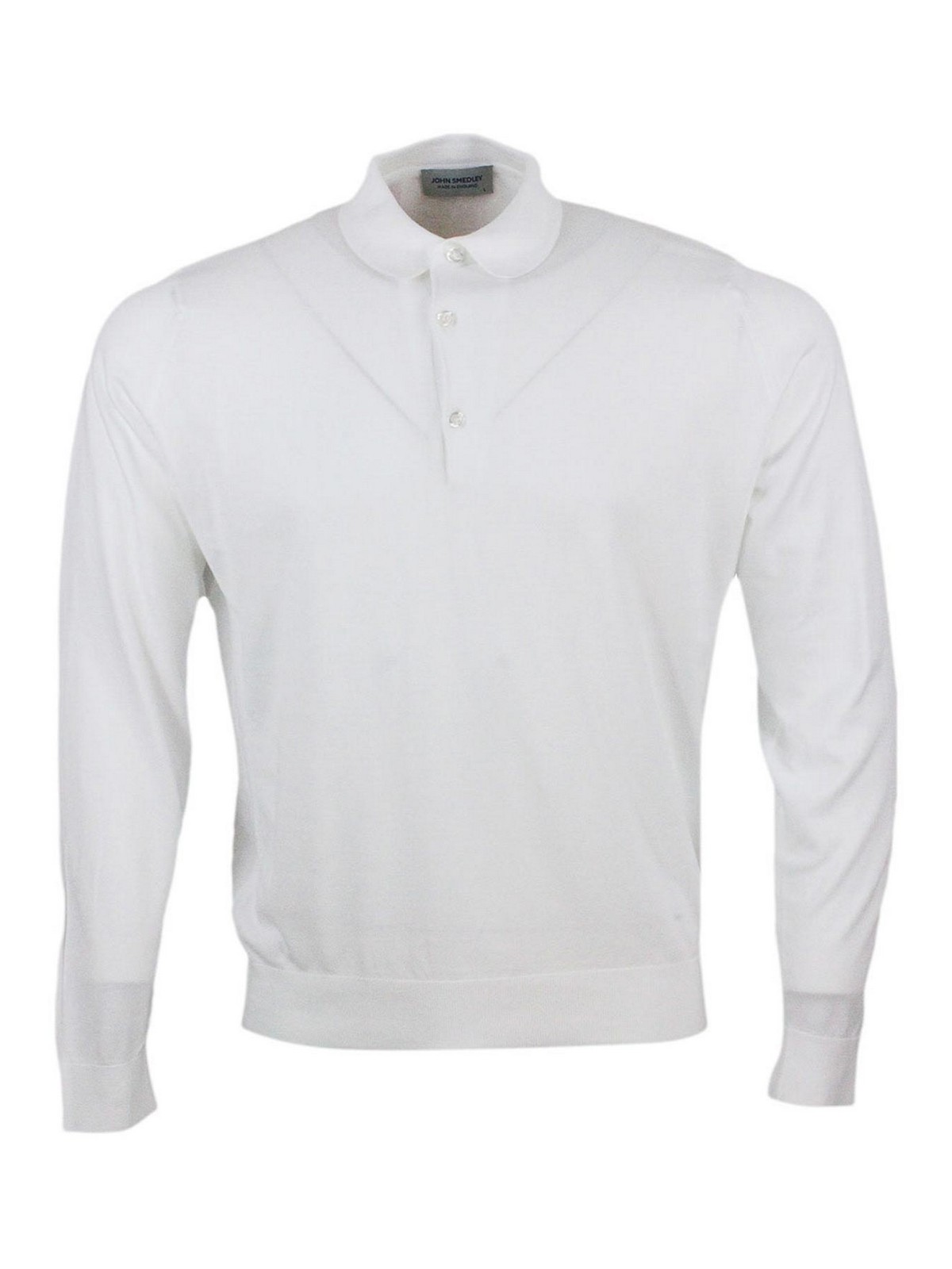 Long-sleeved Polo Shirt In Extrafine Cotton Thread With Three Buttons