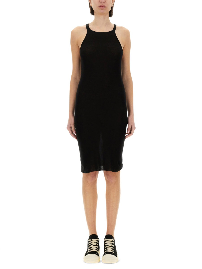 Black Halter Neck Knee Length Dress